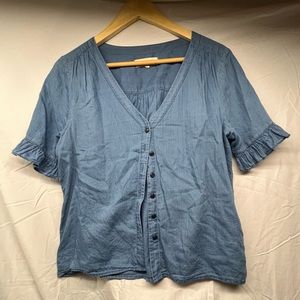 Madewell ruffle sleeve shirt, S